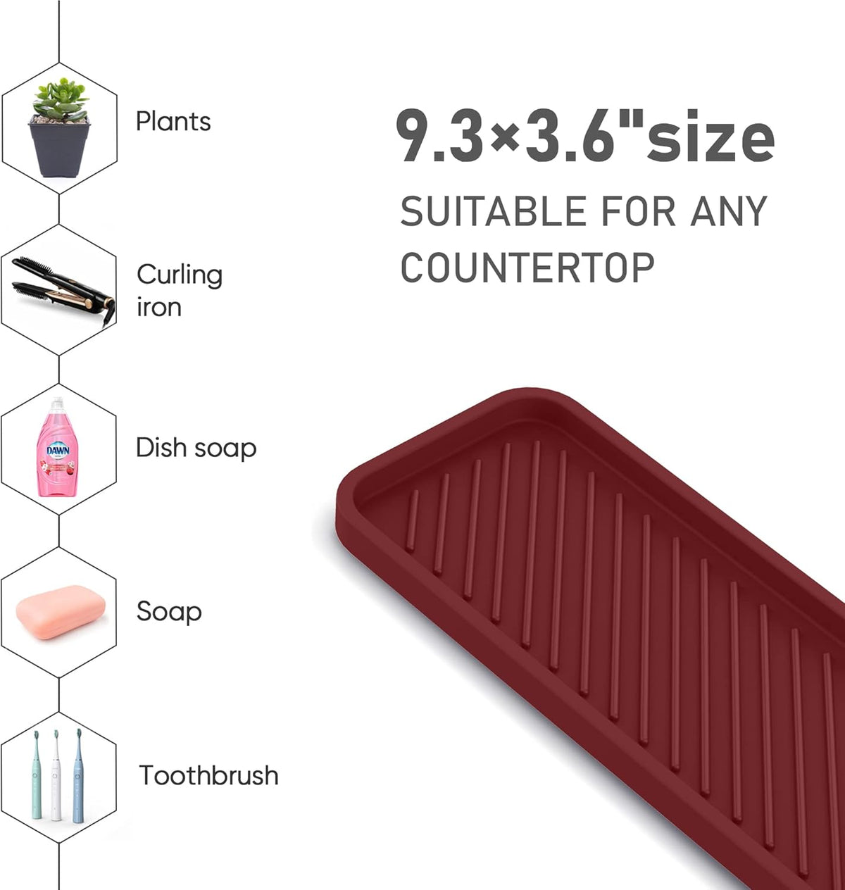 EG-SIPRO Silicone Sponge Holder, Kitchen Sink Organizer Tray, Sponge Caddy for Bathroom Counter, Dish Soap Holder, Scouring Pad