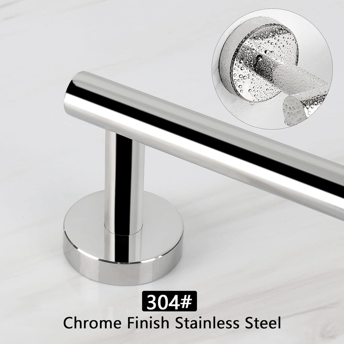 NearMoon Bath Towel Bar, Bath Accessories Thicken Stainless Steel Shower Towel Rack for Bathroom, Towel Holder Wall Mounted (1 Pack, Chrome Finish, 26 Inch)
