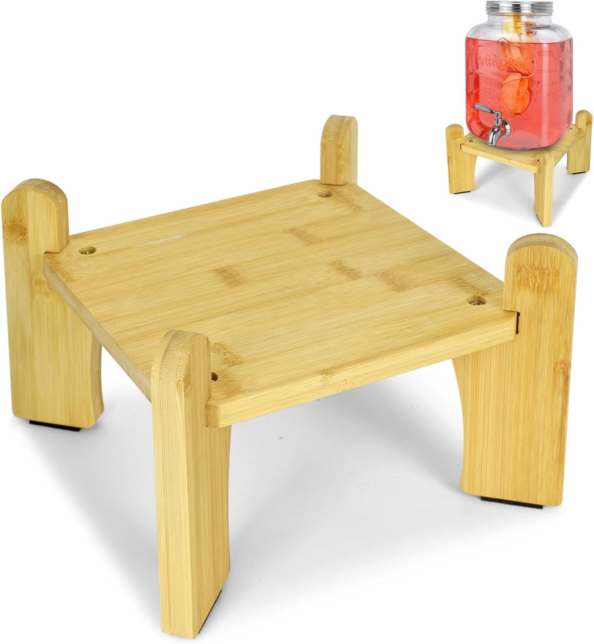 Drink Dispenser,Water Dispenser And Beverage Dispenser Stand(Natural Bamboo).Fit Inch Glass Drink Dispenser,Water Jugs,Glass Water Pitcher.Ideal for Home, Parties, and Catering Events.