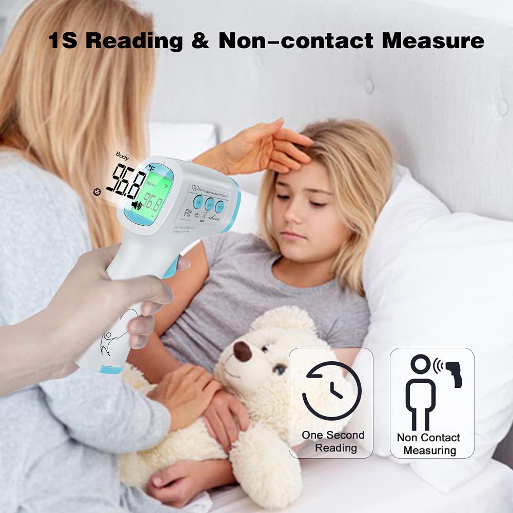Digital Thermometer for Adults and Kids, No Touch Forehead Thermometer for Baby, 2 in 1 Body Surface Mode Infrared Thermometer with Fever Alarm and Instant Accuracy Readings