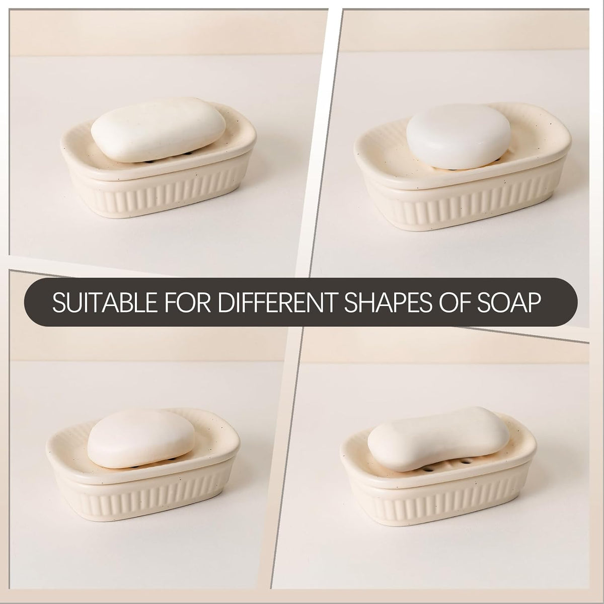 Ceramic Soap Dish, Self-draining Soap Holder, Double Layer Bar Soap Holder, Speckled Draining Soap Dishes for Bathroom Shower Kitchen, Minimalist Vintage Style, Keep Soap Dry, ANTIS'S HOME