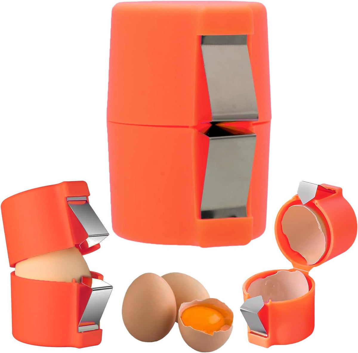Egg Cracker Tool | Easy Shell Egg Opener | Handheld Egg Seperator Tool | Perfect for Baking, Scrambled Eggs & Omelets – No Mess, No Shell Pieces (Orange - 1 Pc)