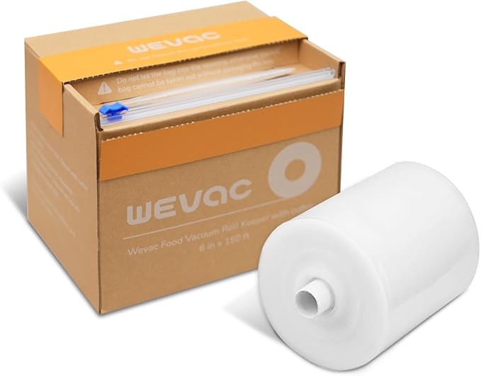 Wevac 6''x150', Vacuum Seal Roll Keeper with Cutter, Ideal Vacuum Sealer Bags for Food Saver, BPA Free, Commercial Grade, Great for Storage, Meal prep and Sous Vide