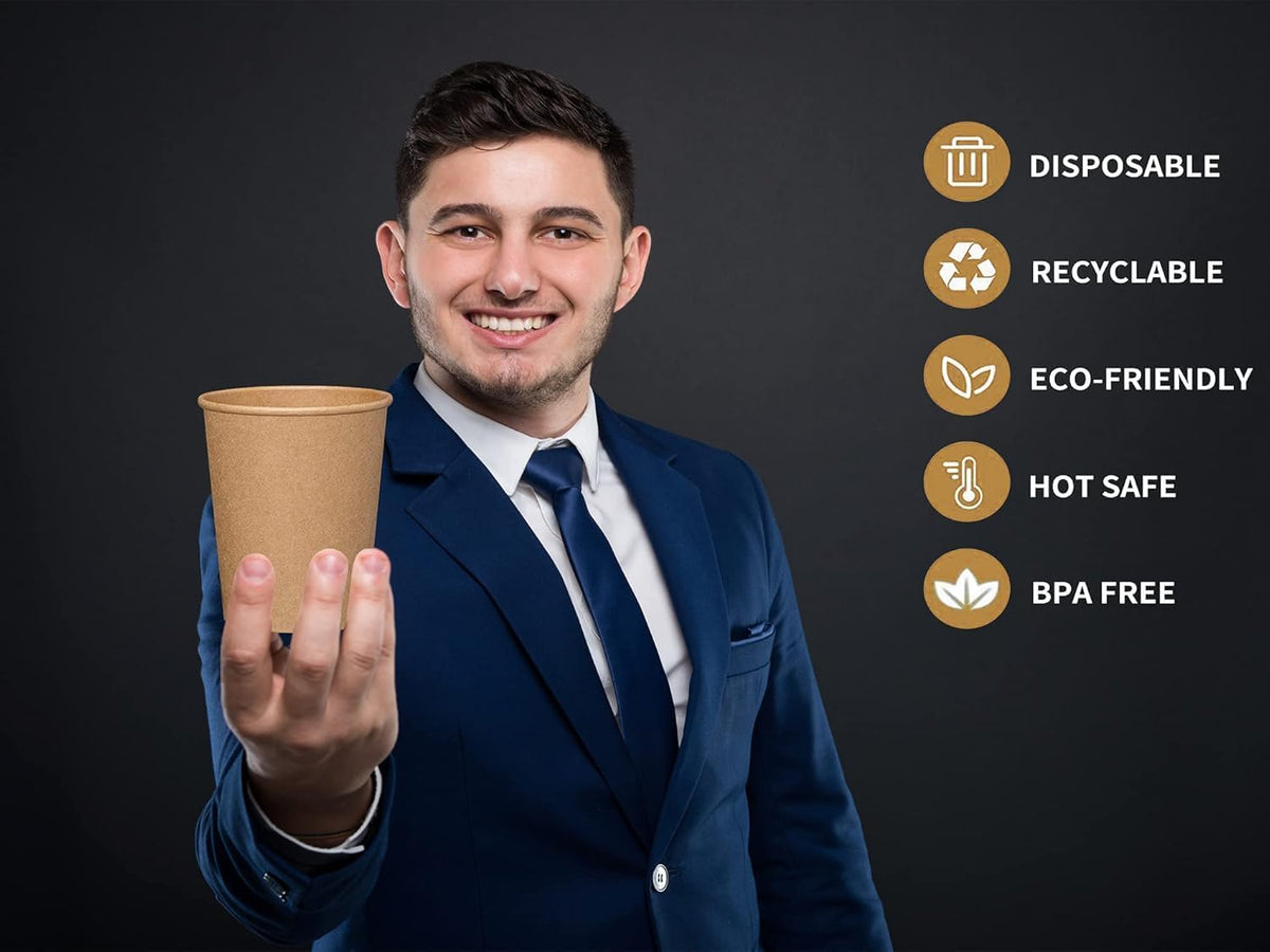 WANBAO 300 pack 12 oz Disposable Paper Cups Coffee Cups for Coffee Beverages and Cold Drinks, Suitable for Home-use, office, restaurant and Events