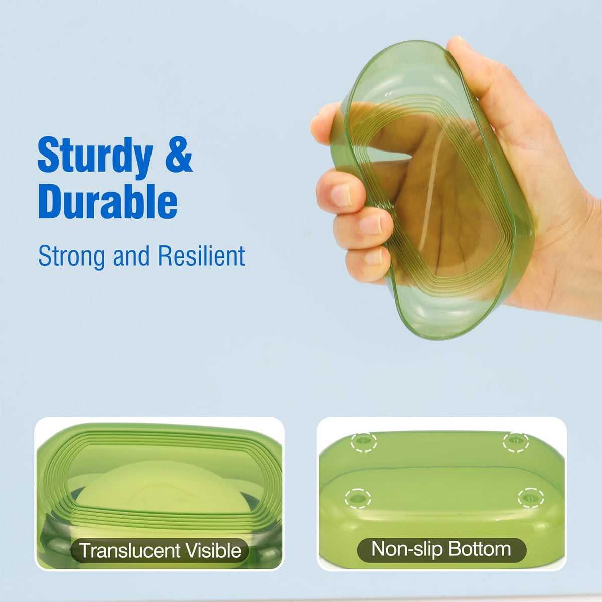 Soap Holder - Portable Travel Soap Case with Draining Layer - Perfect for Bathroom, Gym, Camping, Traveling (Green)