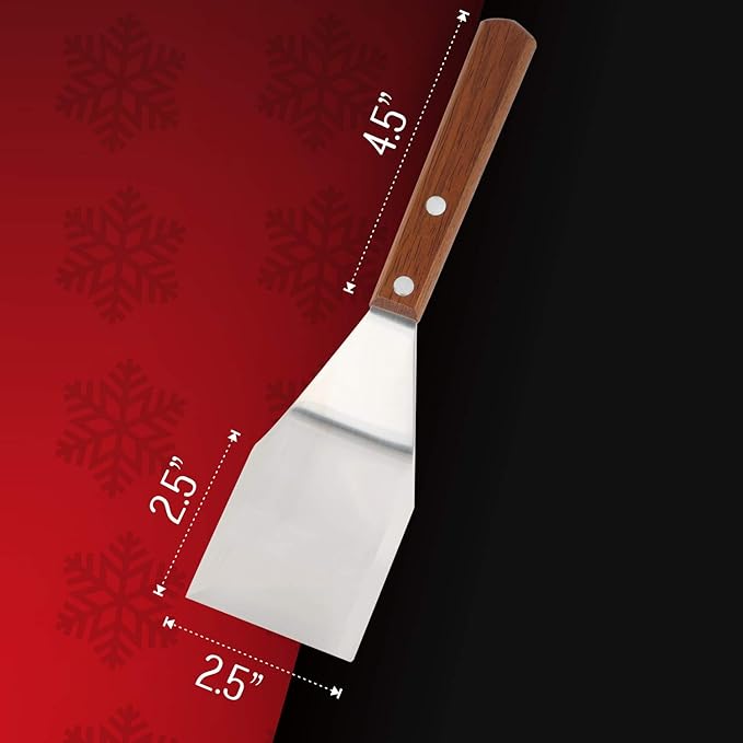 Homi styles Cookie/Brownie Spatula Small Metal Spatula With Merbau Wooden Handle | Heavy Duty Stainless Steel Flipper With Beveled Edges | Small Spatula Portable Cooking Turner Mini 2.5-Inch Blade