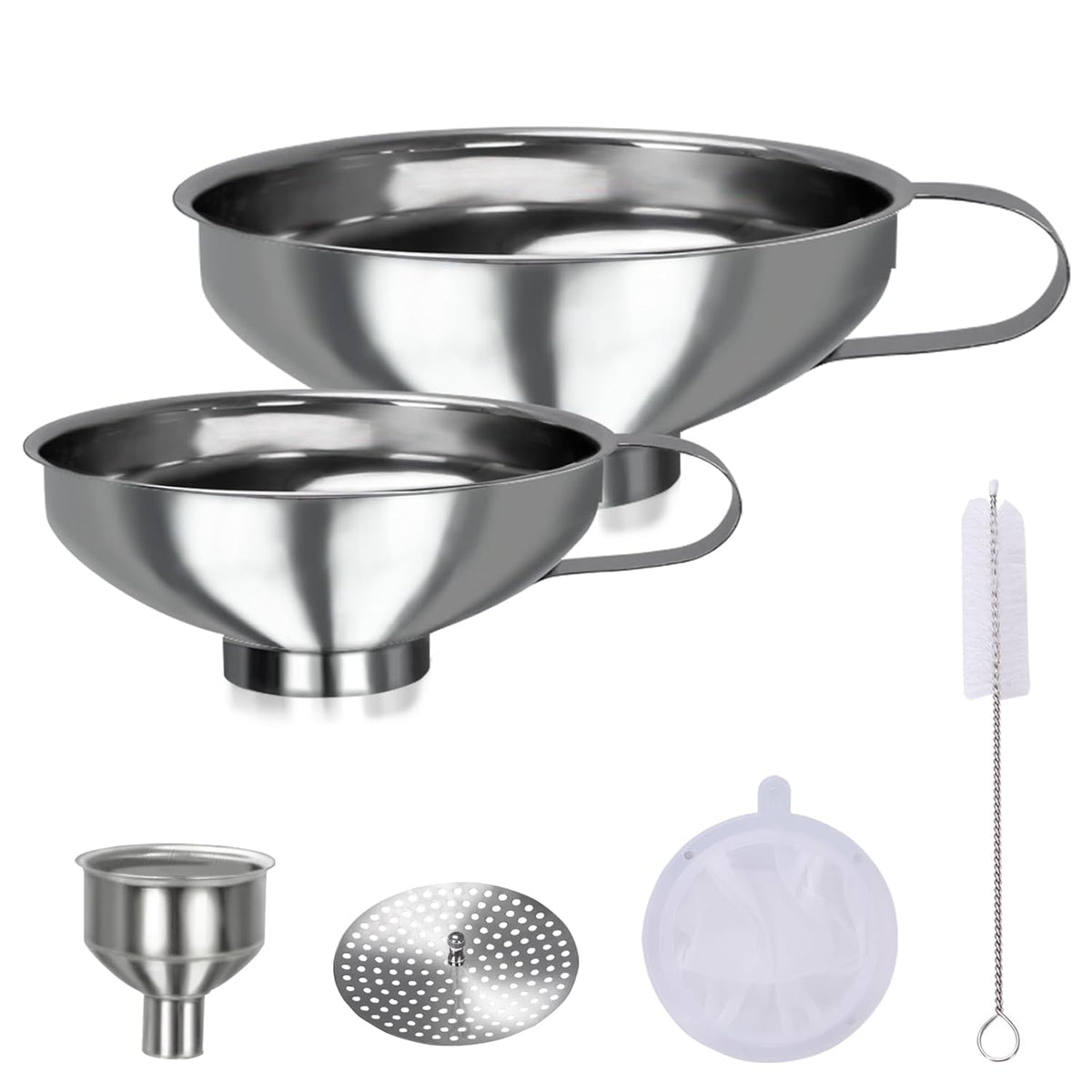 Yevior Canning Funnel for Filling Mason Jars - Wide Mouth Funnels for Kitchen Use Filling Bottles - Kitchen Gadgets Canning Supplies Kit - Stainless Steel - 5 Pack