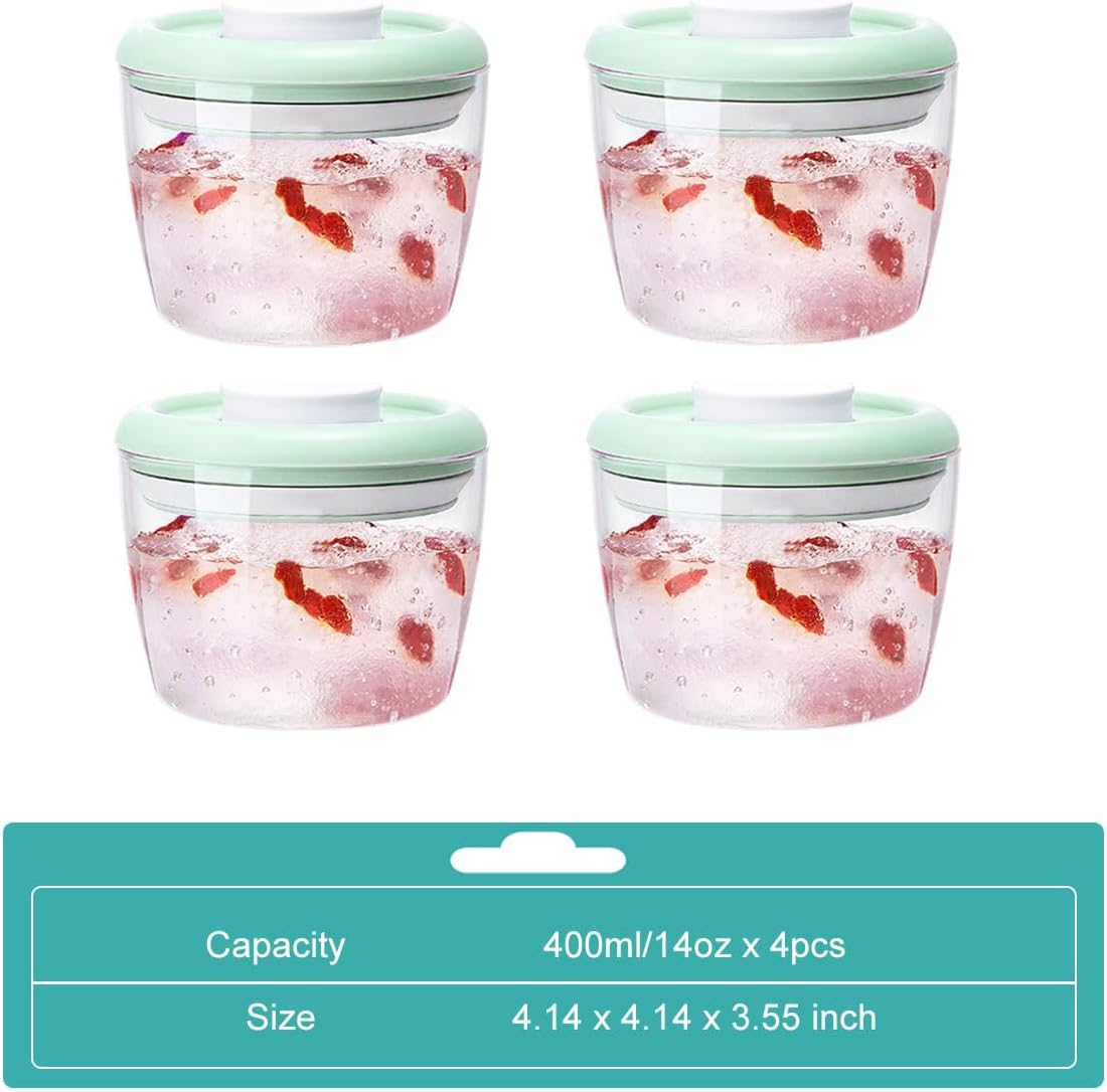 Overnight Oats Containers with Lids,14oz 400ml Set of 4 Meal Prep Container, Airtight Leakproof Reusable Food Storage Containers,Pop-Top Lids Bowl for Leftovers,Glass-like Clarity Tritan Material