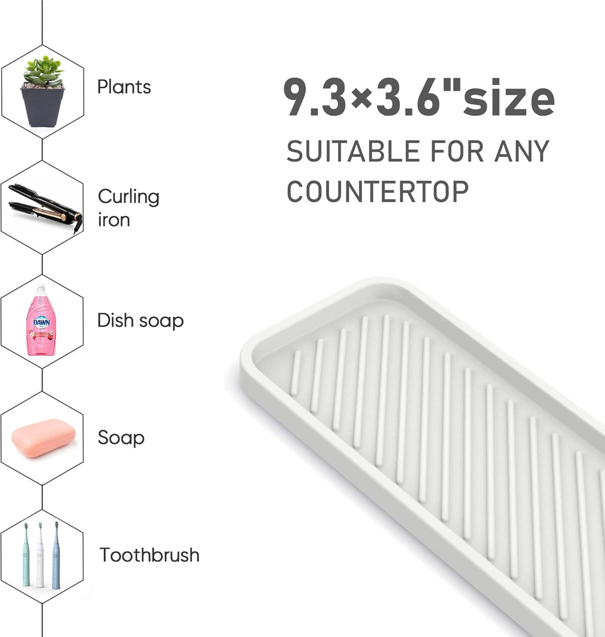 EG-SIPRO Silicone Sponge Holder, Kitchen Sink Organizer Tray, Sponge Caddy for Bathroom Counter, Dish Soap Holder, Scrubber, Soap Dispenser, Scouring Pad