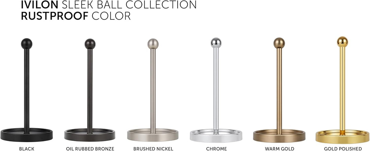Ivilon Countertop Paper Towel Holder - Modern Sleek Ball Minimalist Design - Color Chrome