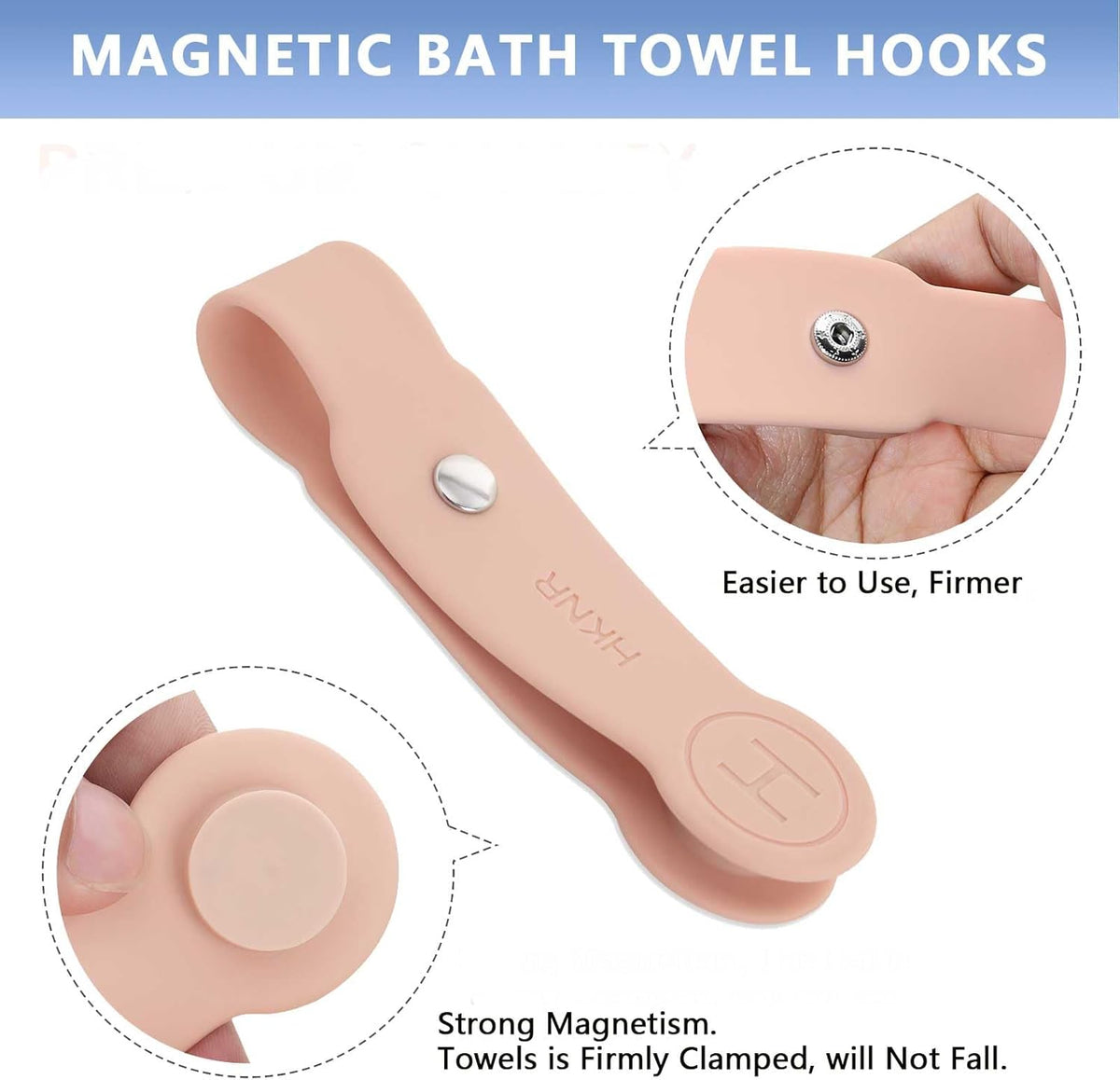 2 Pcs Strong Magnetic Towel Clips for Kitchen, Waterproof Silicone Towel Holder, Multi-Purpose Towel Holder for Bathroom, Kitchen, Outdoor Use (2 Pcs Khaki)