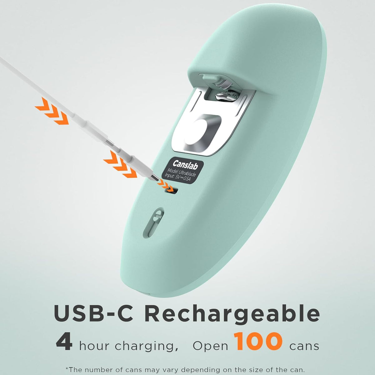 Ultrablde SE - USB Rechargeable Electric Can Opener for Kitchen for Seniors with Arthritis- Cordless Battery Powered Automatic, Side Cut, Smooth Edge, Handsfree, for Small or Large Cans, Teal