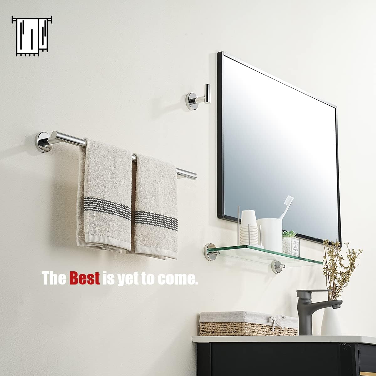 JQK Towel Bar Polished Steel, 19 Inch 304 Stainless Steel Thicken 0.8mm Towel Rack Chrome Bathroom, Towel Holder Wall Mount, Useable Length 16 Inch TB110L16-CH