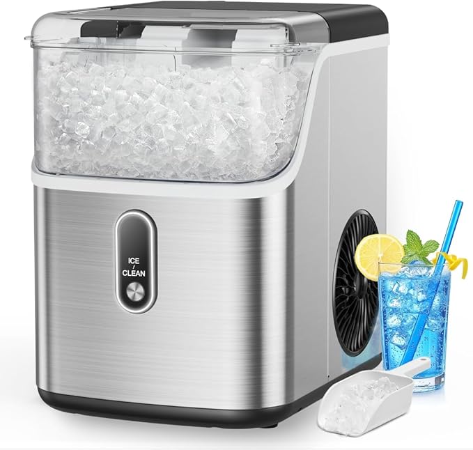 Totnz Nugget Countertop Ice Maker, Chewable Pellet Ice Machine with 35lbs for Home Kitchen Officce