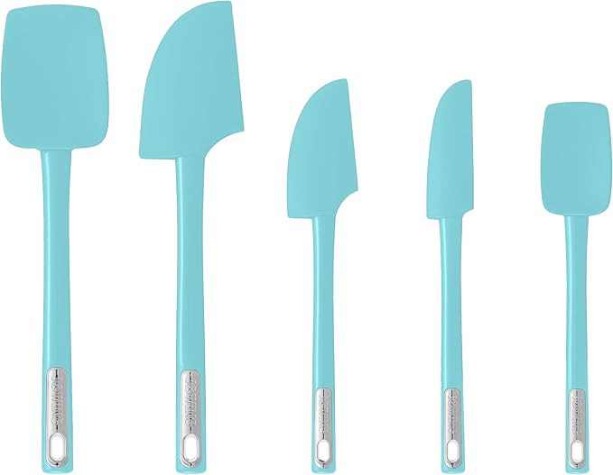 Premium Silicone Spatula Set, JXWING Flexible Heat Resistant Non-slip Handle Baking Cooking Rubber Spatulas, Aqua Sky