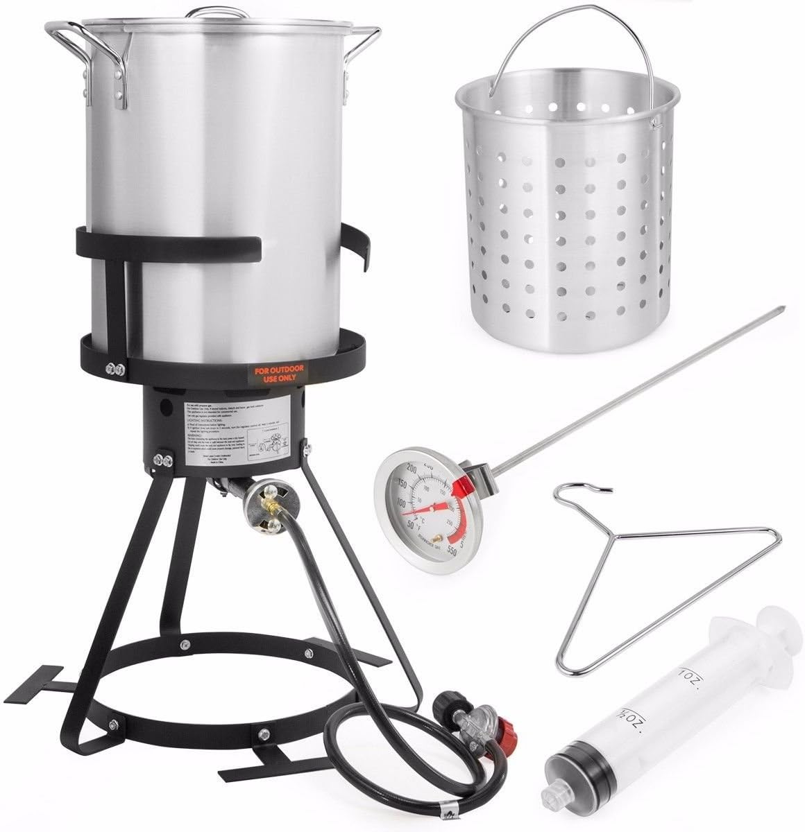Barton Propane 30 Qt Turkey Flyer Fish Fryer Boiler Steamer Set, 37,000 BTU Burner, Ideal for Outdoor Cooking Seafood Boiler Roaster Crawfish Boiling Gas Stove