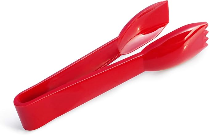 New Star Foodservice 35605 Utility Tong, High Heat Plastic, Straight Edge, 6 Inch, Set of 12, Red