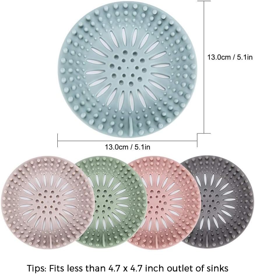 Gotega Bathroom Sink Drain Strainers, Hair Catcher Shower Drain Covers Protector, Flexible TPR Material, Multiple Colors for Bathroom Tub Shower and Sink Hair Trap Garbage Disposal Parts, 5 Pack