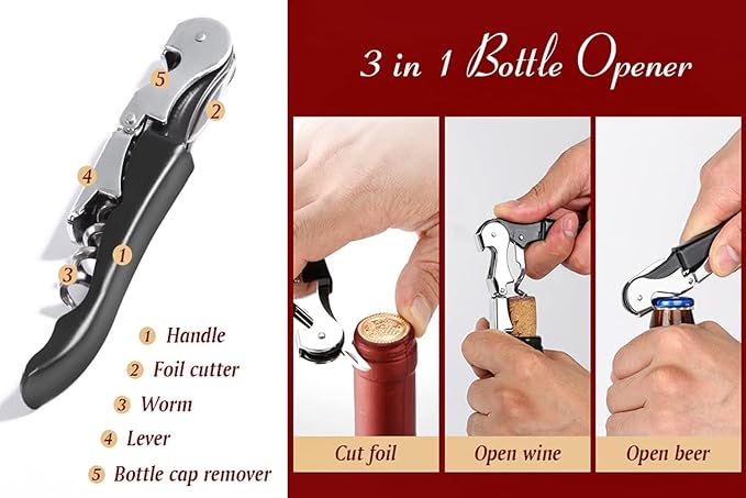 Professional Waiter Corkscrew Wine Openers Set (50 PCS),Upgraded with Heavy Duty Stainless Steel Hinges Wine Key for Restaurant Waiters, Sommelier, Bartenders