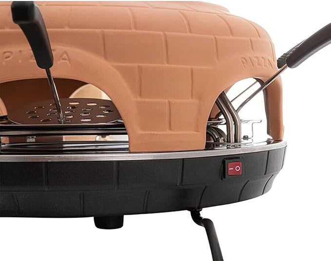 Electric Pizza Oven Family Sharing Pizza Maker with Terracotta Cover, Mini Smokeless Pizza Bake Oven for Pizza Party Home Party (6 PERSON)