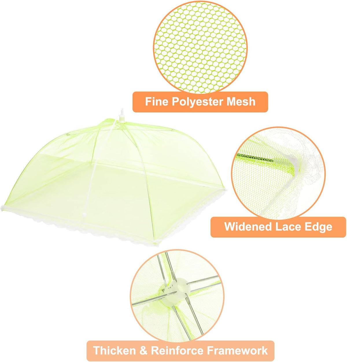 uxcell 3 Pcs Large and Tall Food Covers 17" Mesh Food Covers for Outdoors Collapsible Food Protector Covers Tent for Parties Outdoor Picnics BBQs, Green