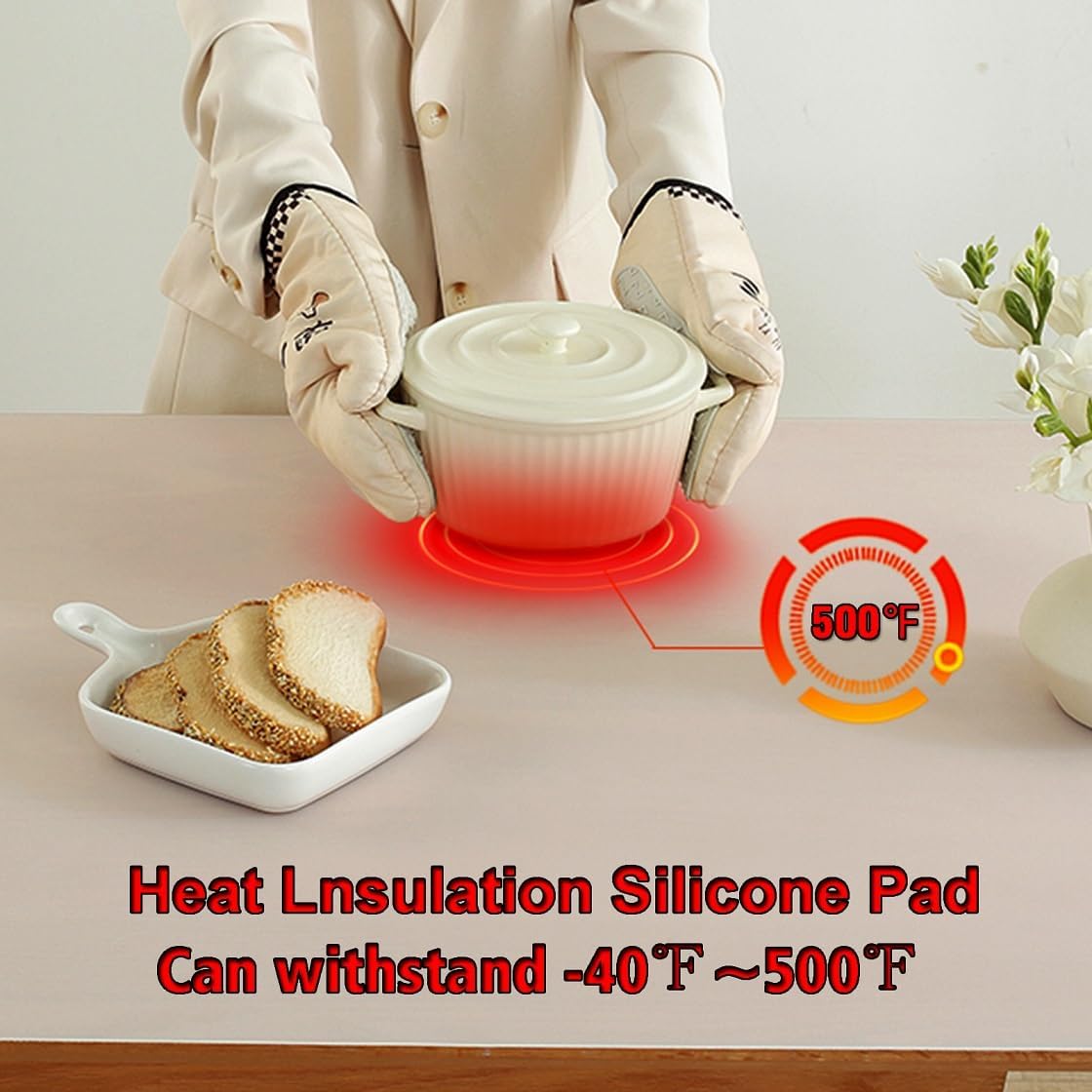 Silicone Mat - Non-Stick, Reusable & Heat Resistant Up to 500°F, Fits Resin Crafts, Dishwasher Safe for Baking, Cookies, Pastry (48” x 24”)