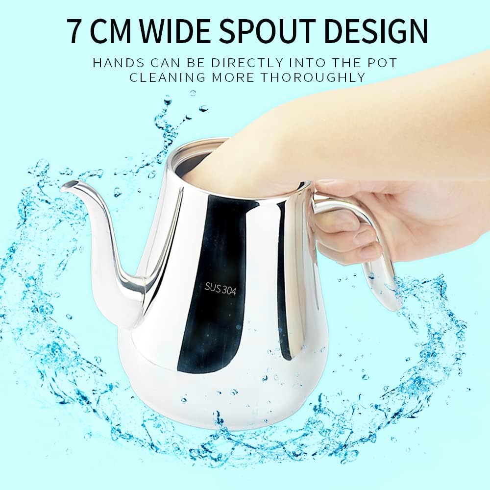 SANQIAHOME Stainless Steel Teapot with Infuser Silver 58Oz