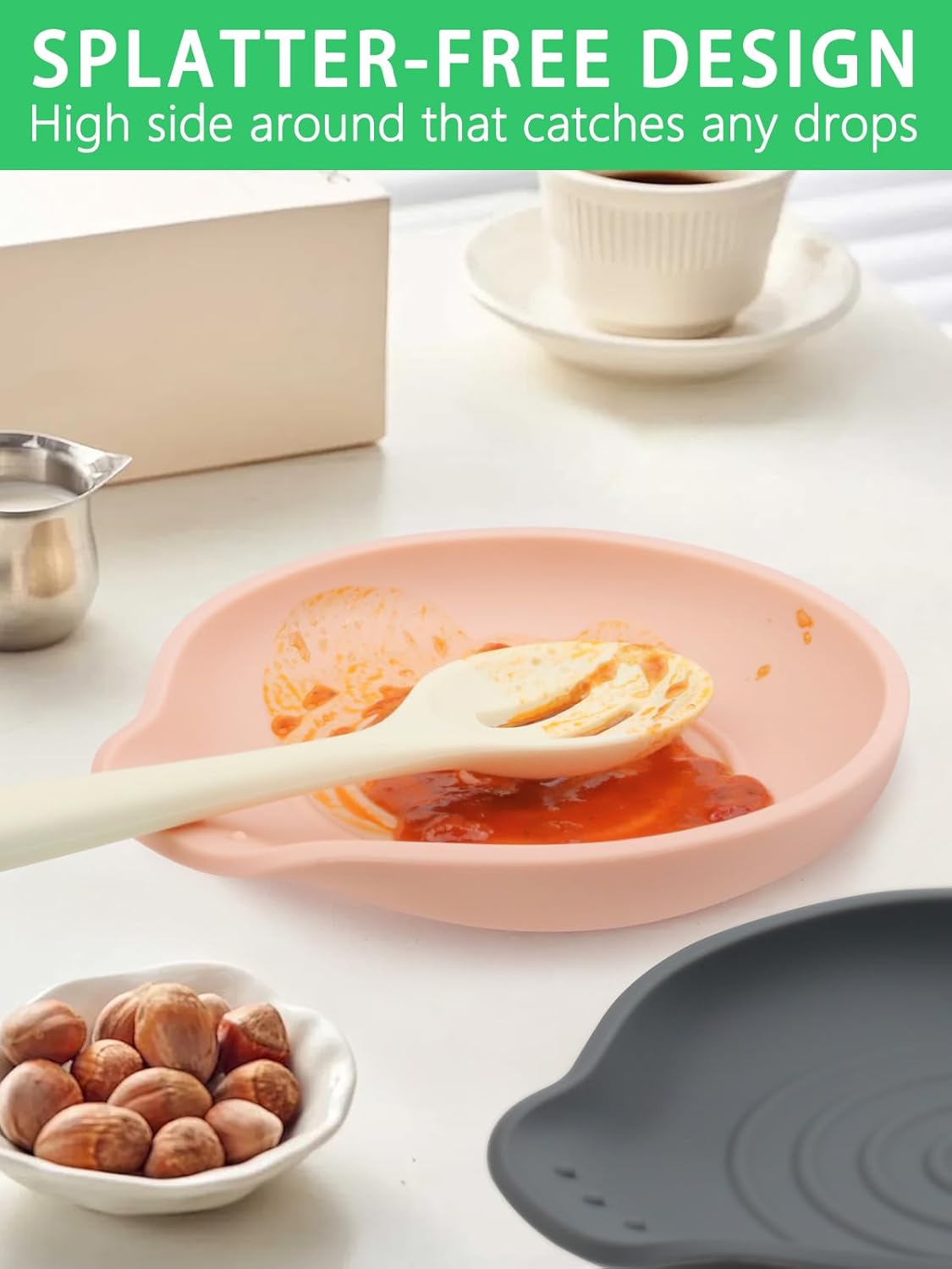 Spoon Rest for Stove Top, Set of 1 Silicone Spoon Rest for Kitchen Countertop, Heat-Resistant Utensil Rest for Spatula, Tongs or Spoon