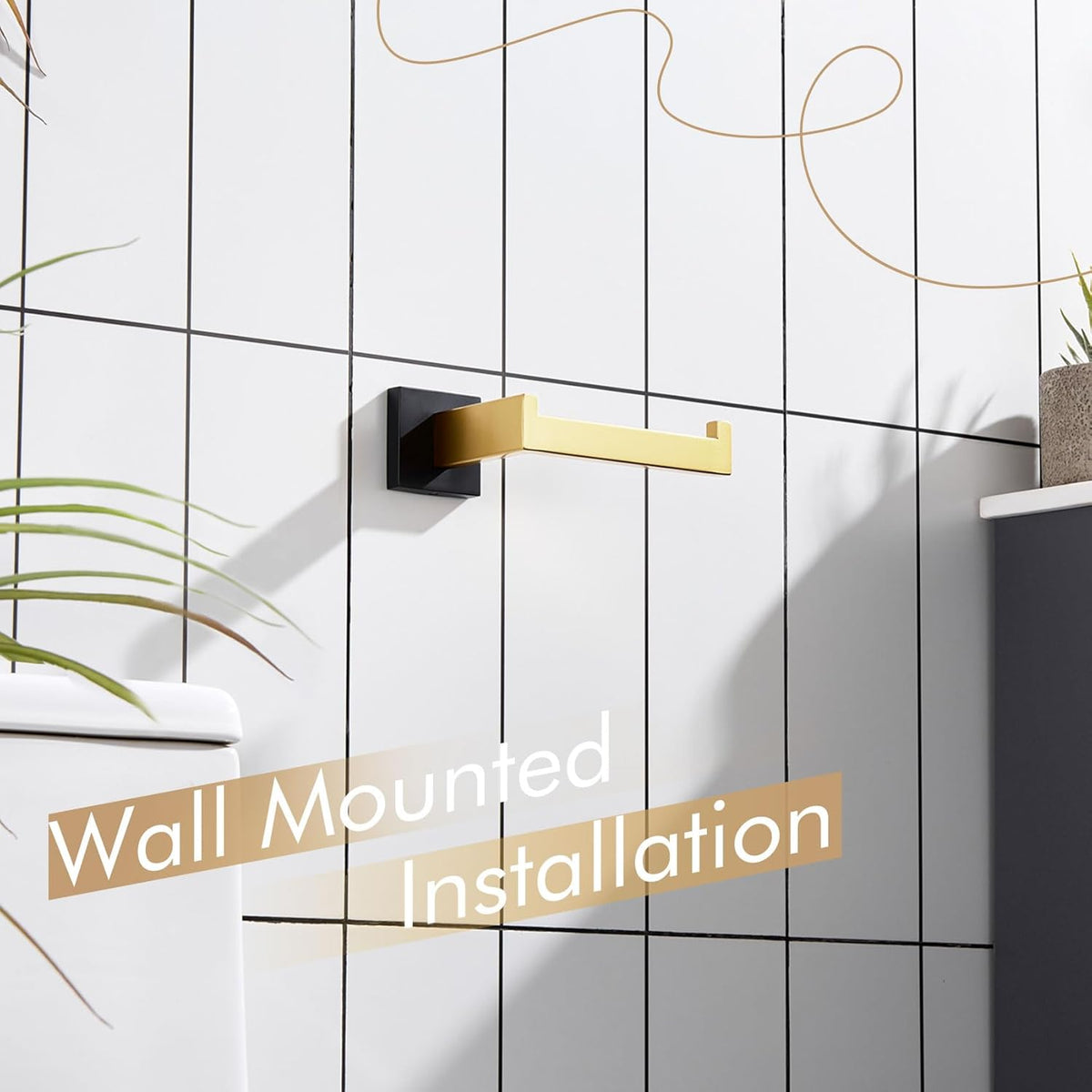 KOKOSIRI Toilet Paper Holders Wall Mounted Toilet Roll Holder for Bathrooms Hardware Washroom T-304 Stainless Steel, Matte Black and Gold B2003GDK