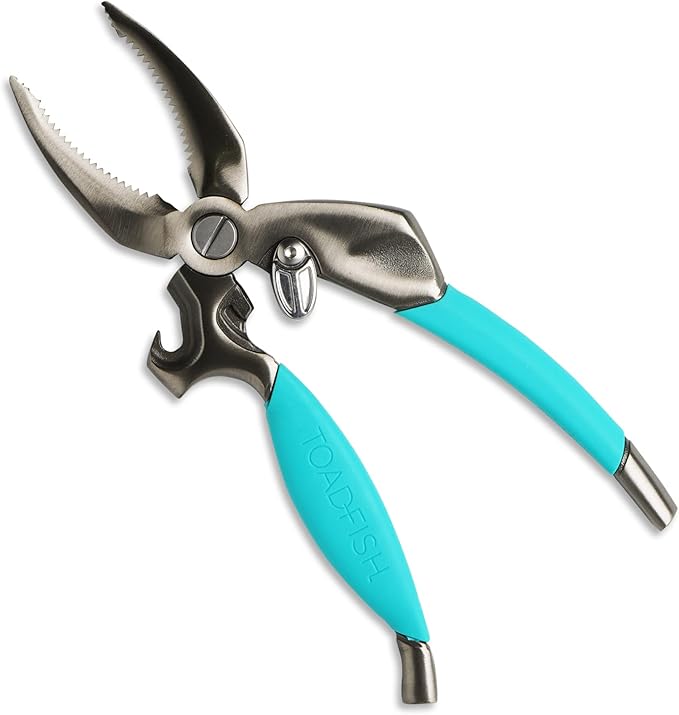 Toadfish Crab Leg Cracker Tool - Seafood Shell Cracking Tool - Stainless Steel Serrated Cutter - Ergonomic Non-Slip Grip - Built-In Bottle Opener Outfitters