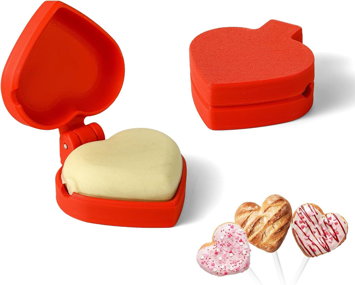 2 PCS Heart Cake Pop Mold Shapes Press Set, 3D Printed Cake Pop Cutter and Pusher, Baking Tools Accessories for Home Baking, Birthday Parties, Wedding Desserts