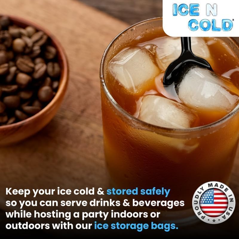 Ice Bags with Drawstring Closure | 10lb, 400ct/cs | 41 mic Thickness | Portable Storage and Freezer Keeper
