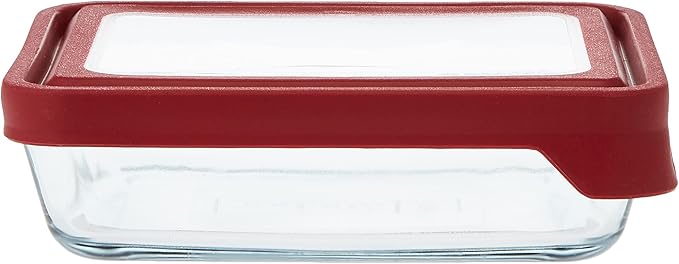 Anchor Hocking TrueSeal Glass Food Storage Container with Lid, Cherry, 6 Cup -