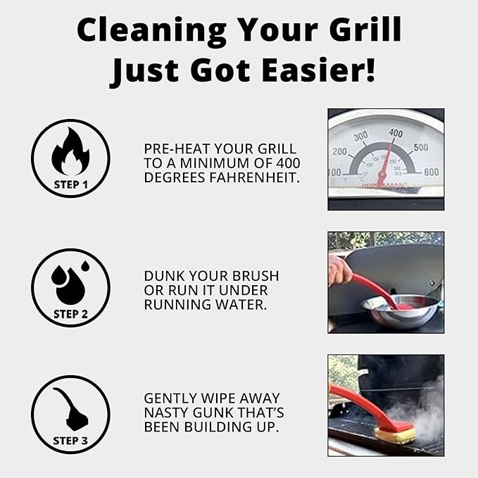 Grill Rescue BBQ Replaceable Scraper Cleaning Head, Bristle Free - Durable and Unique Scraper Tools for Cast Iron or Stainless-Steel Grates, Barbecue Cleaner (Non Scraper Brush)