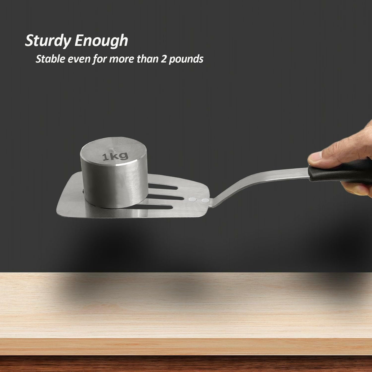 Stainless Steel Spatula, Flexible Metal Slotted Turner for Cast Iron Skillet, Thin Blade and Heat Resistant Silicone Handle, Great for Egg, Cookie, Meat, Crep, Large
