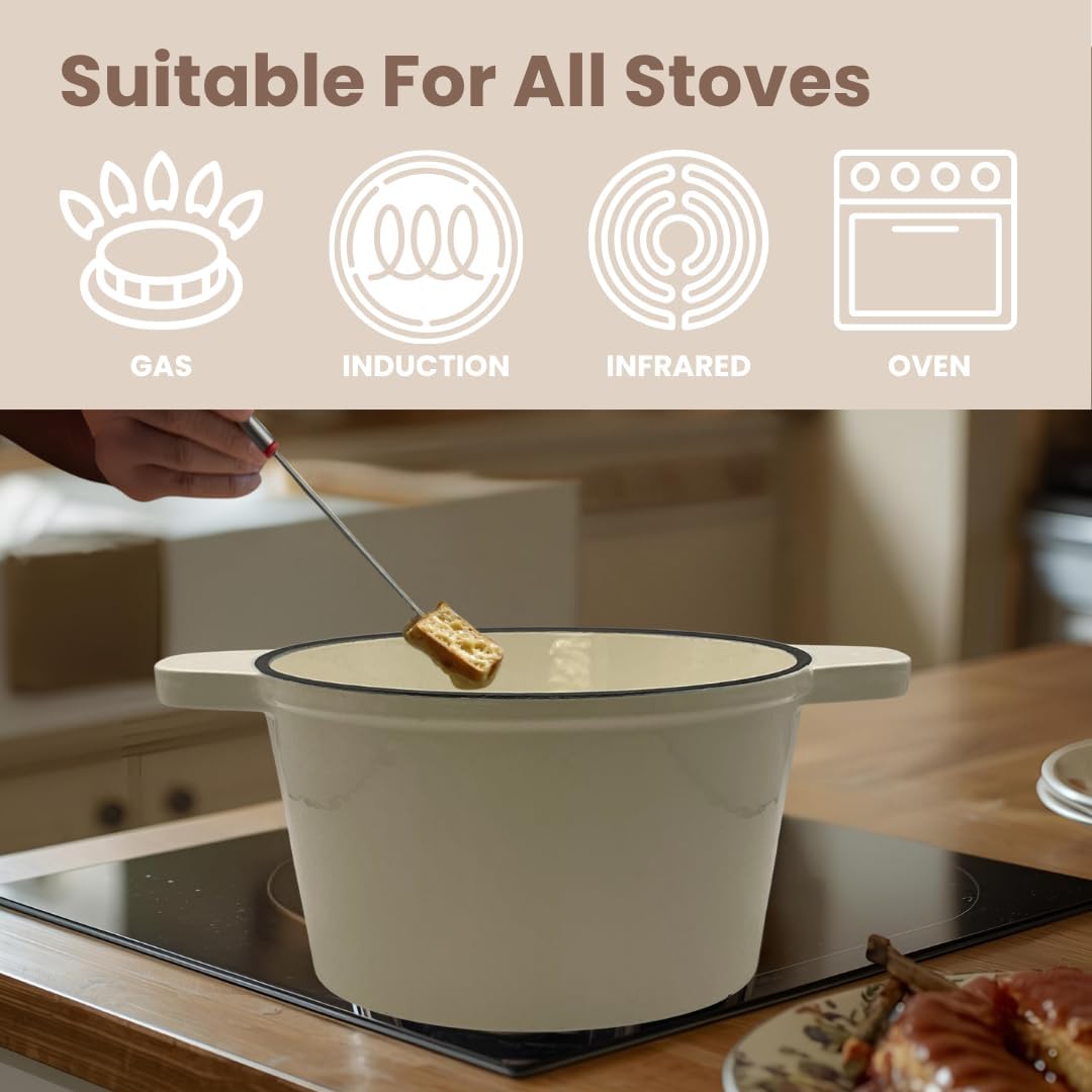Cast Iron Fondue Set 15-Pcs With Accessories Fondue Kit For Swiss Fondue Cheese Meat Oil Fondue Pot Fondue Pot set, Cheese Fondue Set, Chocolate Fondue Pot, Cheese Melting Pot, Fondue Pot Non Electric