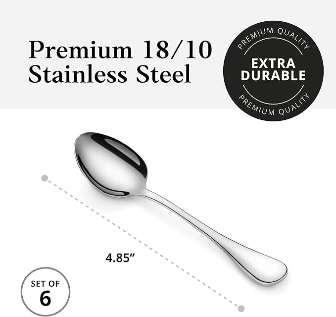 Artaste Rain 18/10 Stainless Steel (Silver (Set of 6), Espresso Spoon (4.85-Inch))
