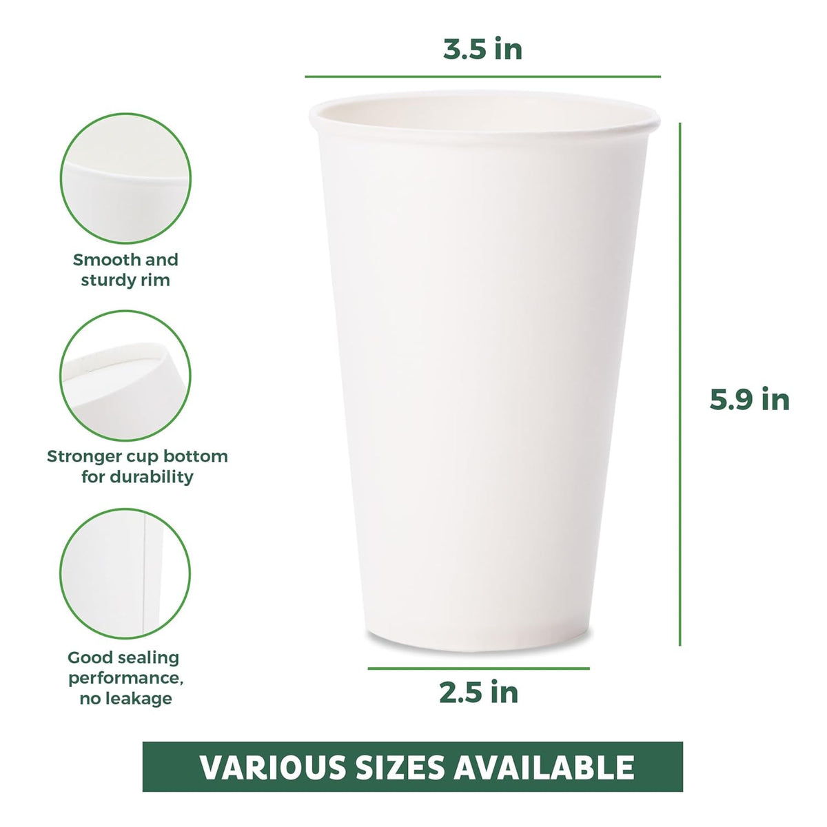 Freshware Coffee Cups 20 oz [300 Pack] Disposable Paper Cups for Hot or Iced Coffee Cup, Slushie Cup, Milkshakes, Smoothies, and Tea