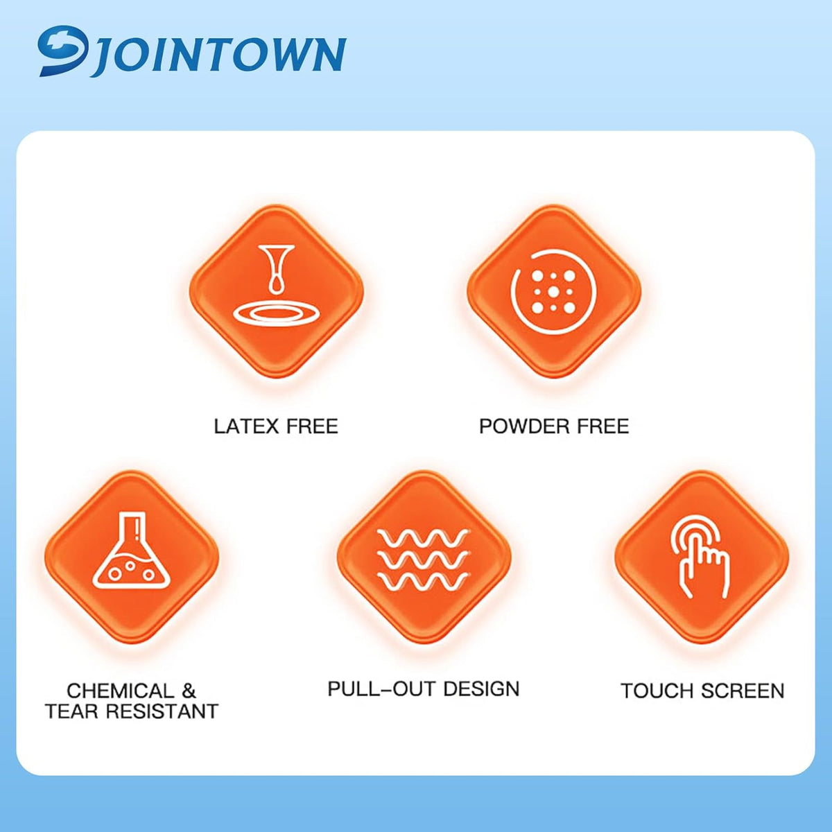 Jointown Basic Heavy Duty Nitrile Gloves, Mechanic Gloves 8 Mil Nitrile Disposable, with Raised Diamond Texture, Case of 100, Orange, XLarge