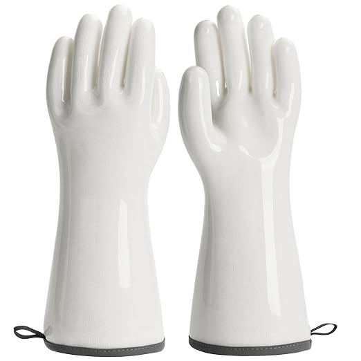 Heat Resistant Oven Gloves for Kitchen Baking Food Contact Grilling Gloves White, Small