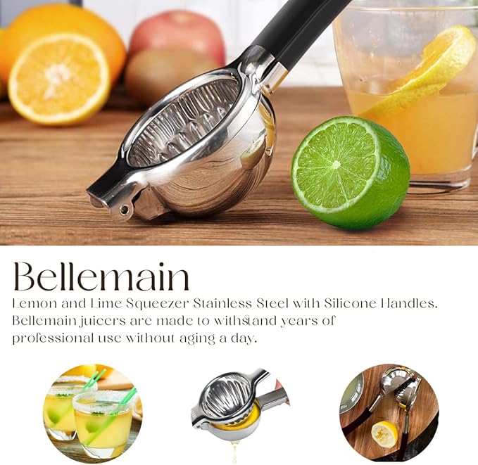 Stainless Steel Lemon Squeezer and Lime Press - Heavy Duty Manual Citrus Juicer and Handheld Juice Press for Lemons, Limes, and Small Citrus Fruits