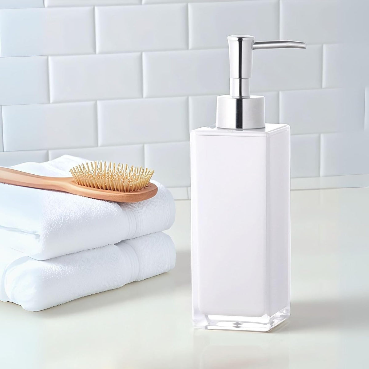 Premium White Soap Dispenser for Bathroom and Kitchen, Refillable Hand Soap Dispenser, Dish Soap Pump Bottle