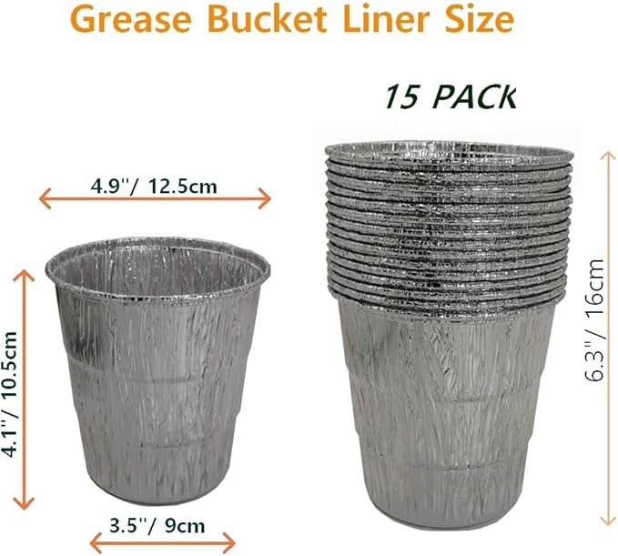 Firsgrill 30-Pack Grease Bucket Liners Replacment for Mostly Z Grill, Green Mountain Pellet Wood Smoker