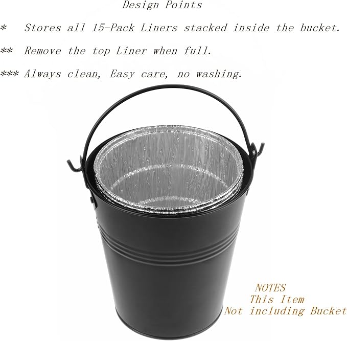 Firsgrill 30-Pack Grease Bucket Liners Replacment for Mostly Z Grill, Green Mountain Pellet Wood Smoker