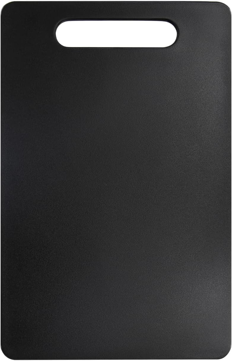 Fotouzy Plastic Utility Cutting Board with Handles, Food Safe PP Material, BPA Free, Dishwasher Safe, Thick Chopping Board, Large Size, Easy Grip Handle, for Kitchen (Black)