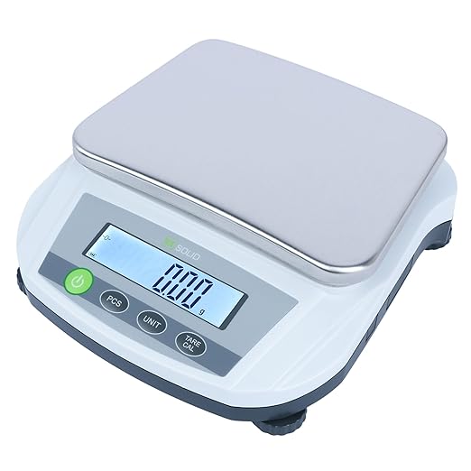 U.S. Solid Analytical Balance, 5000g/11lb x 0.01g Digital Precision Scale, Piece Counting, g/ct/oz/lb, 7.6" x 5.6" Rectangular Pan, 100-240V AC, Kitchen, Jewelry, Scientific Use