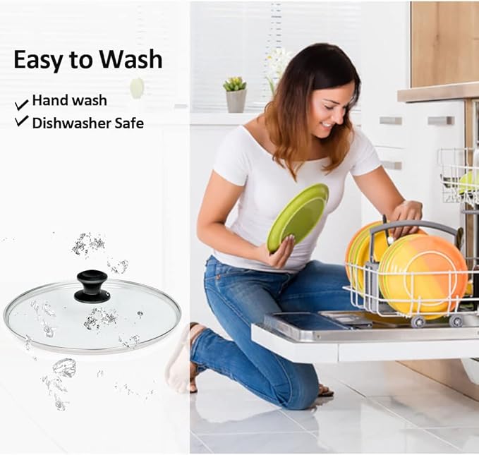 10.25 In Glass Lid for Frying Pan, Tempered Replacement Cover for All 10.25 inches Cookware for Skillets, Round Cast Iron, Cast Aluminium, Stainless Steel Pans &Pots