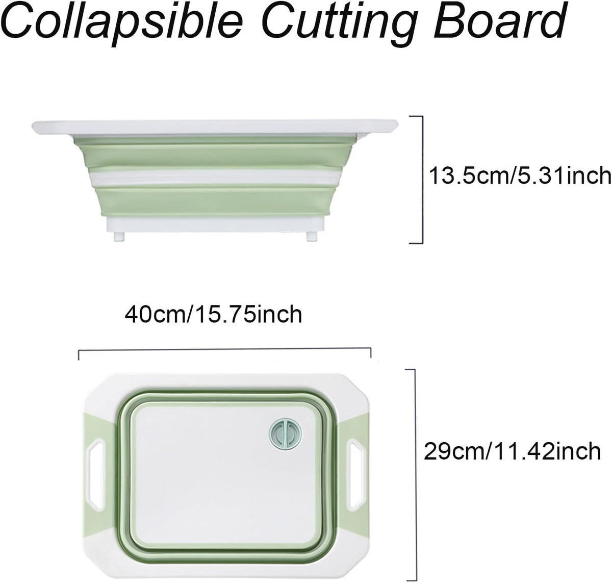 Camping Collapsible Cutting Board Dish Basin BBQ Prep Tub Camp Sink Dish Washing Station Multifunctional Storage Basket(Green white)