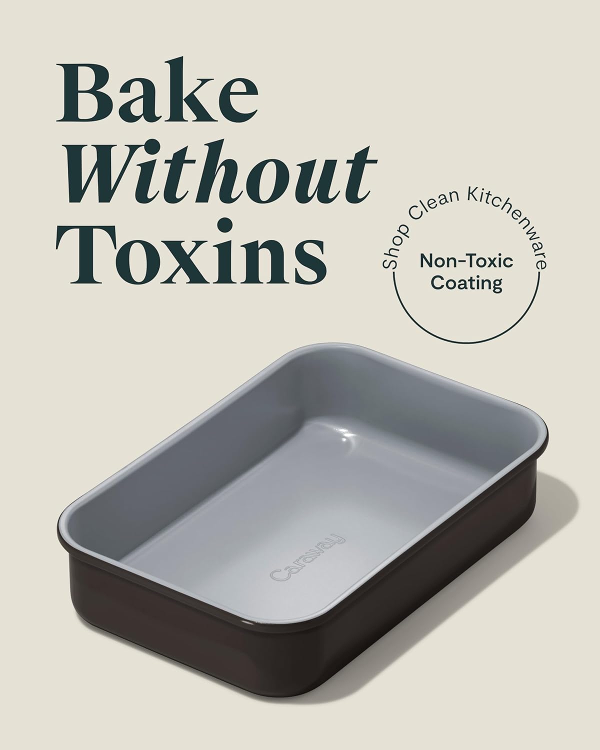 Caraway Nonstick 9” x 6.5” Small Rectangle Baking Pan – Non-Toxic, PTFE & PFOA Free – Aluminized Steel Core – Deep Ceramic Baking Pan for Casseroles, Lasagna & More - Black