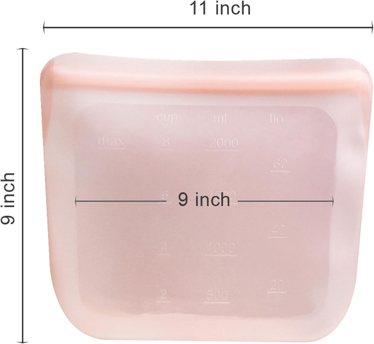 purifyou Set of 5 Reusable Silicone Storage Snack Bags 6oz / 16oz / 32oz / 64oz Self-Seal Food Storage Container for Fruits, Vegetables, Sandwiches, Dishwasher Safe & Leak-free (CloudPink, 64oz)